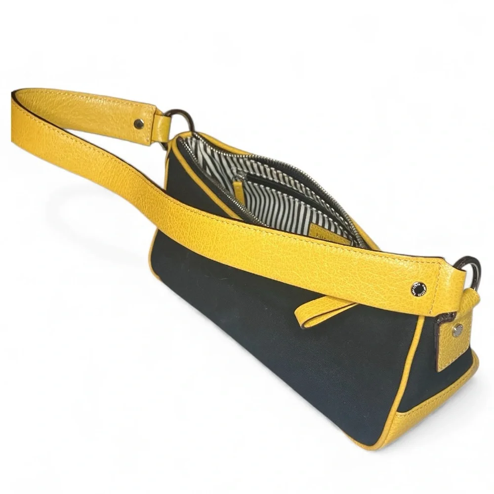 Vintage Kate Spade Piper‎ Baguette Bag Black and Yellow Leather